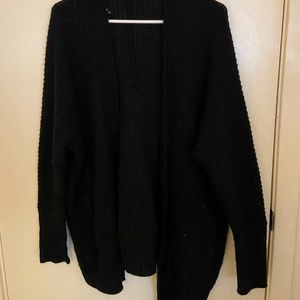 Fuzzy black open cardigan